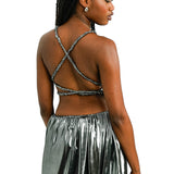 Topshop Metallic Keyhole Elasticated Maxi Dress In Silver