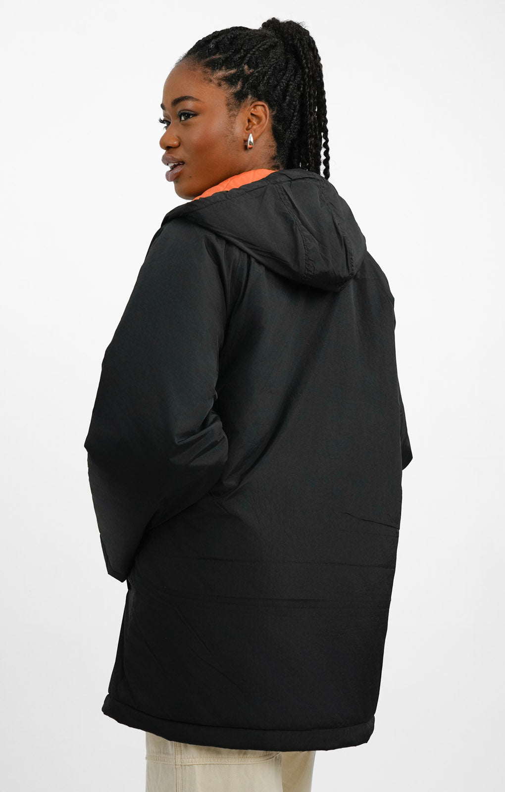 Topshop Mid Length Hooded Parker Jacket In Black
