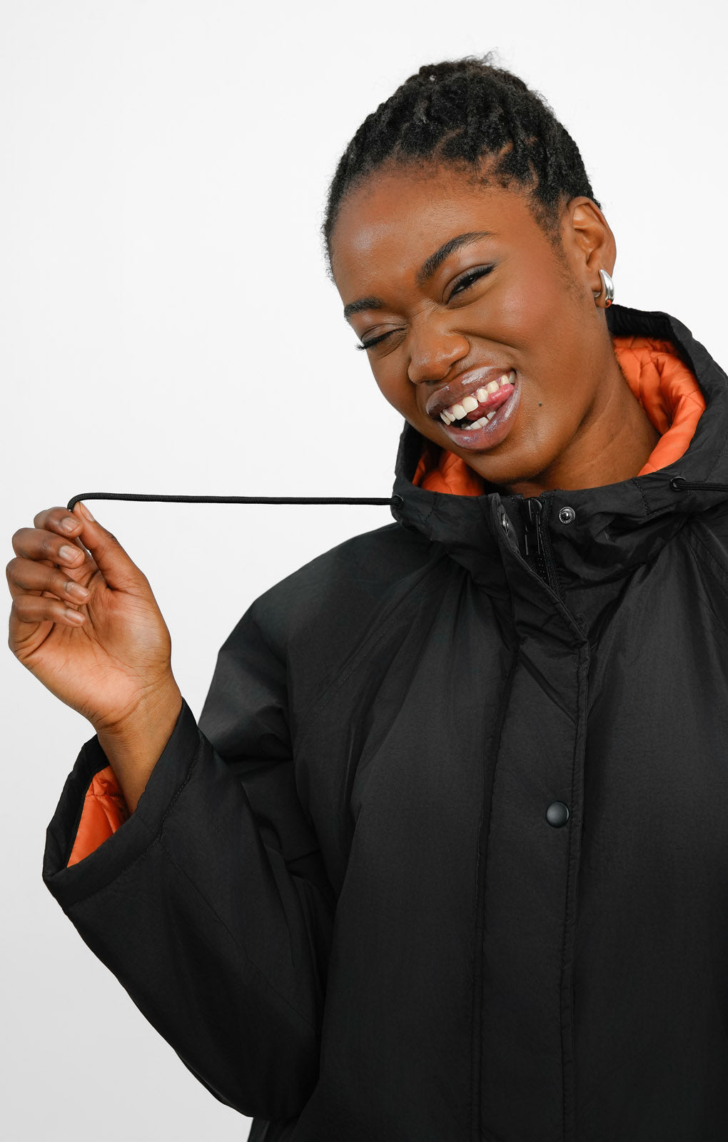 Topshop Mid Length Hooded Parker Jacket In Black