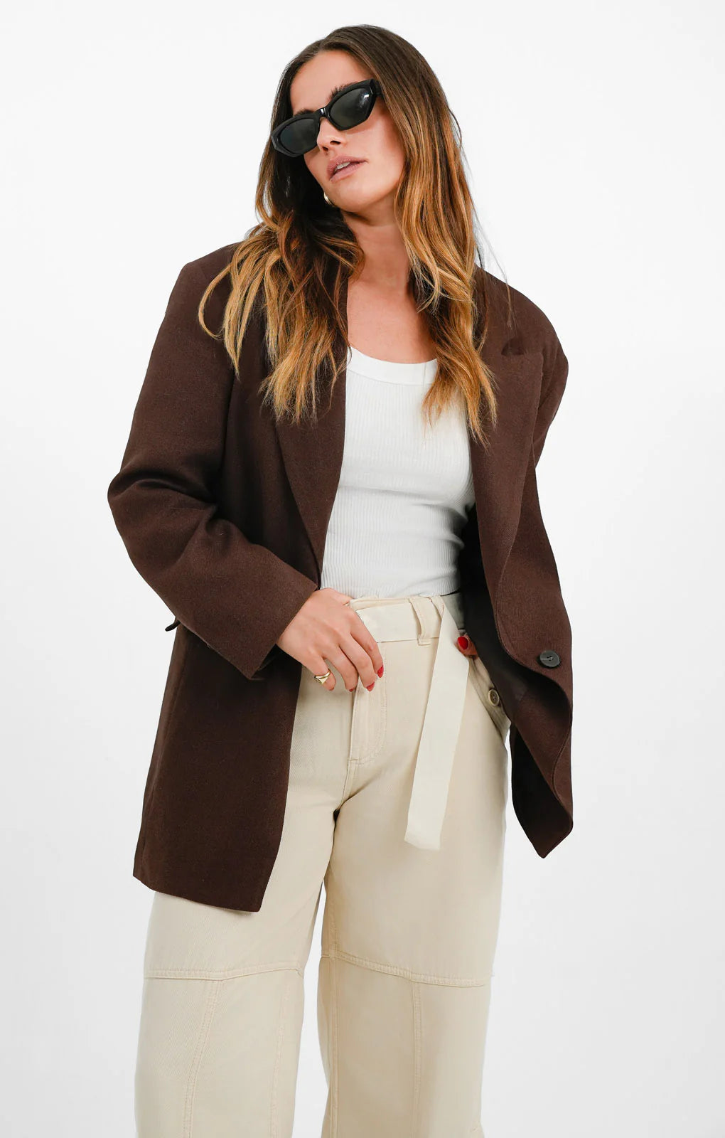 Topshop Relaxed Oversized Single Breasted Blazer In Chocolate Brown