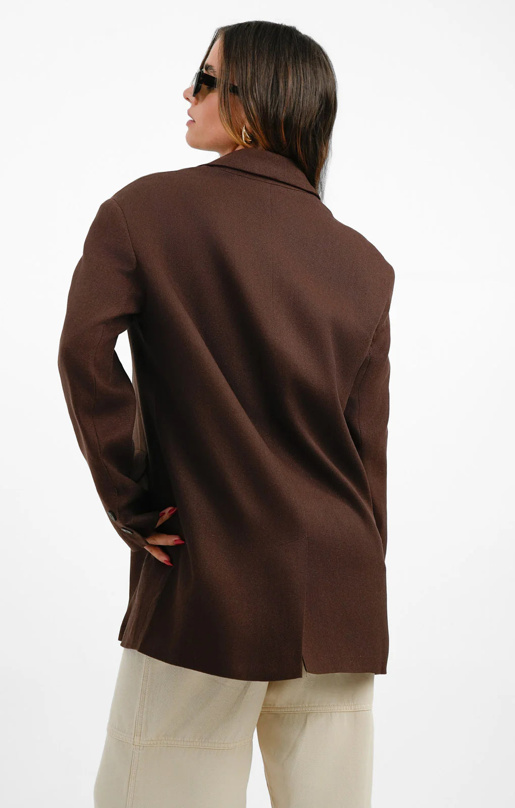 Topshop Relaxed Oversized Single Breasted Blazer In Chocolate Brown