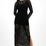 Topshop Velvet Lace Midi Dress In Black