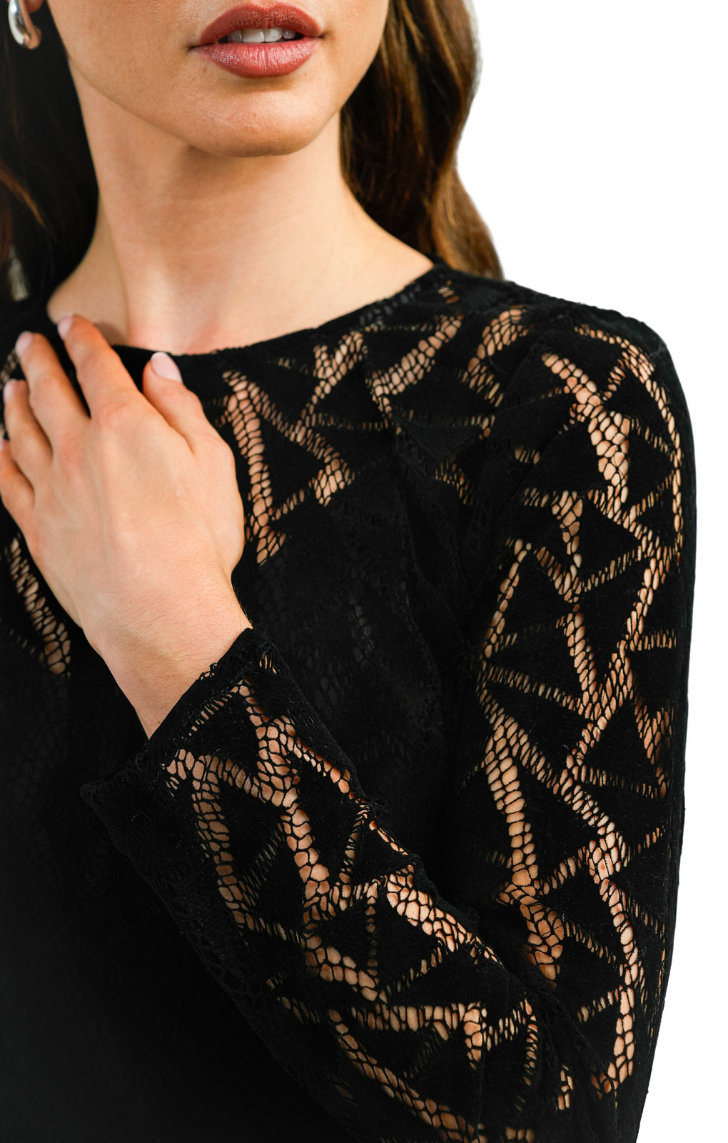 Topshop Velvet Lace Midi Dress In Black