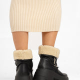 ASOS DESIGN Adriana Chunky Borg Lined Boots In Black