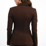Collusion Slim Fit Blazer With Clasp Detail In Brown