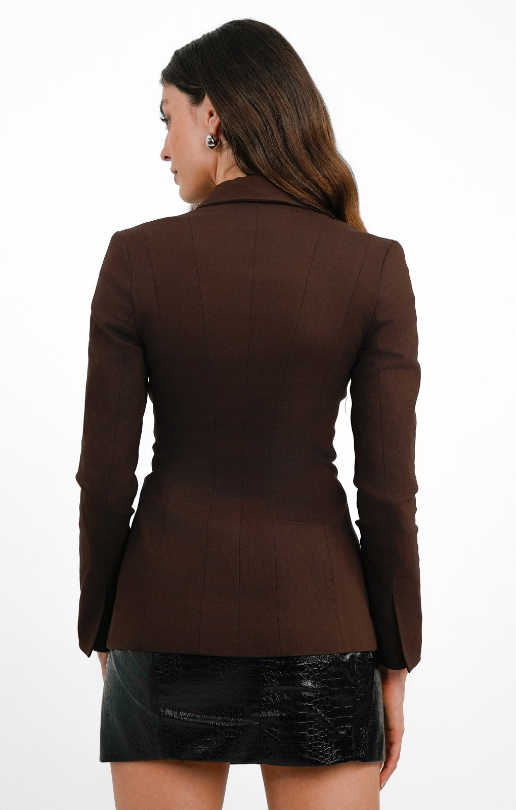 Collusion Slim Fit Blazer With Clasp Detail In Brown