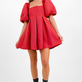 ASOS DESIGN Structured Prom Mini Dress With Curved Neckline Detail In Red