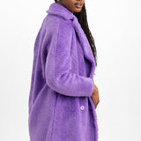 Helene Berman Double Breasted Teddy Coat In Purple