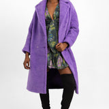 Helene Berman Double Breasted Teddy Coat In Purple