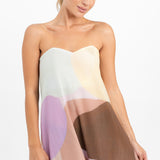 ASOS DESIGN Crinkle Trapeze Maxi Dress With Sleeve In Abstract Print