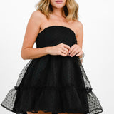 Jaded Rose Bandeau Super Mini Organza Dress In Black