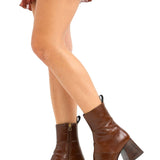 ASOS DESIGN Rhodes Premium Leather Platform Ankle Boots In Tan