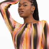 Topshop Ombre Plisse Stripe Jersey Midi Dress In Multi