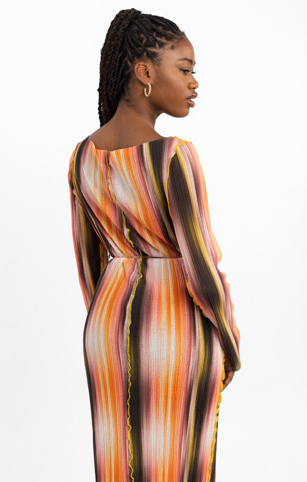 Topshop Ombre Plisse Stripe Jersey Midi Dress In Multi