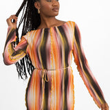 Topshop Ombre Plisse Stripe Jersey Midi Dress In Multi