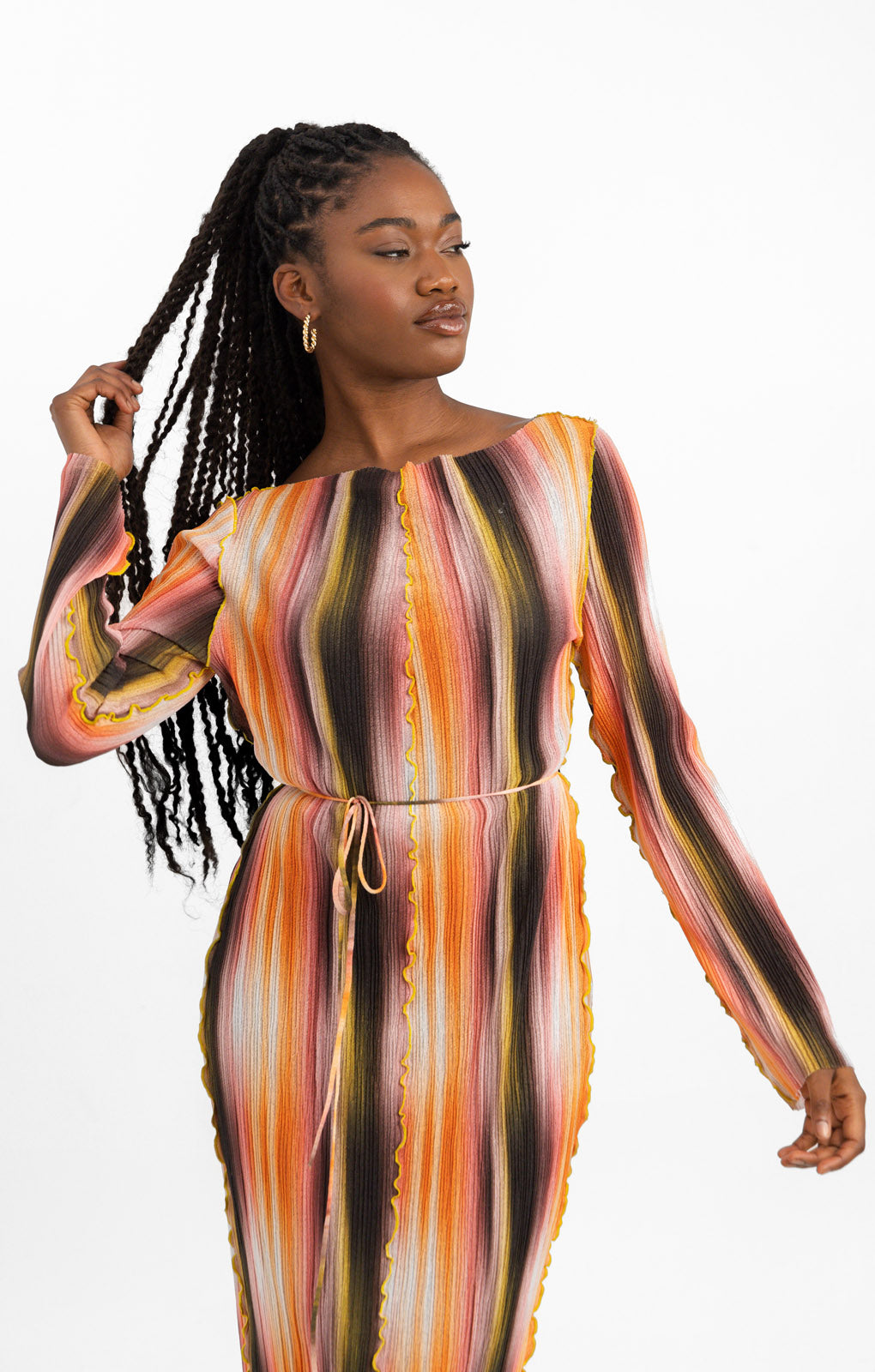 Topshop Ombre Plisse Stripe Jersey Midi Dress In Multi