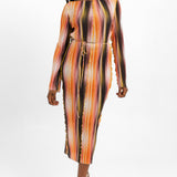 Topshop Ombre Plisse Stripe Jersey Midi Dress In Multi