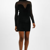 Topshop Velvet And Mesh Silhouette Mini Dress In Black