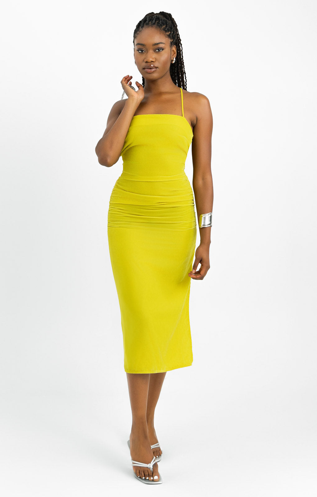 asos mustard midi dress ASOS Design - Midi Dress - Women - Polyester/Spandex