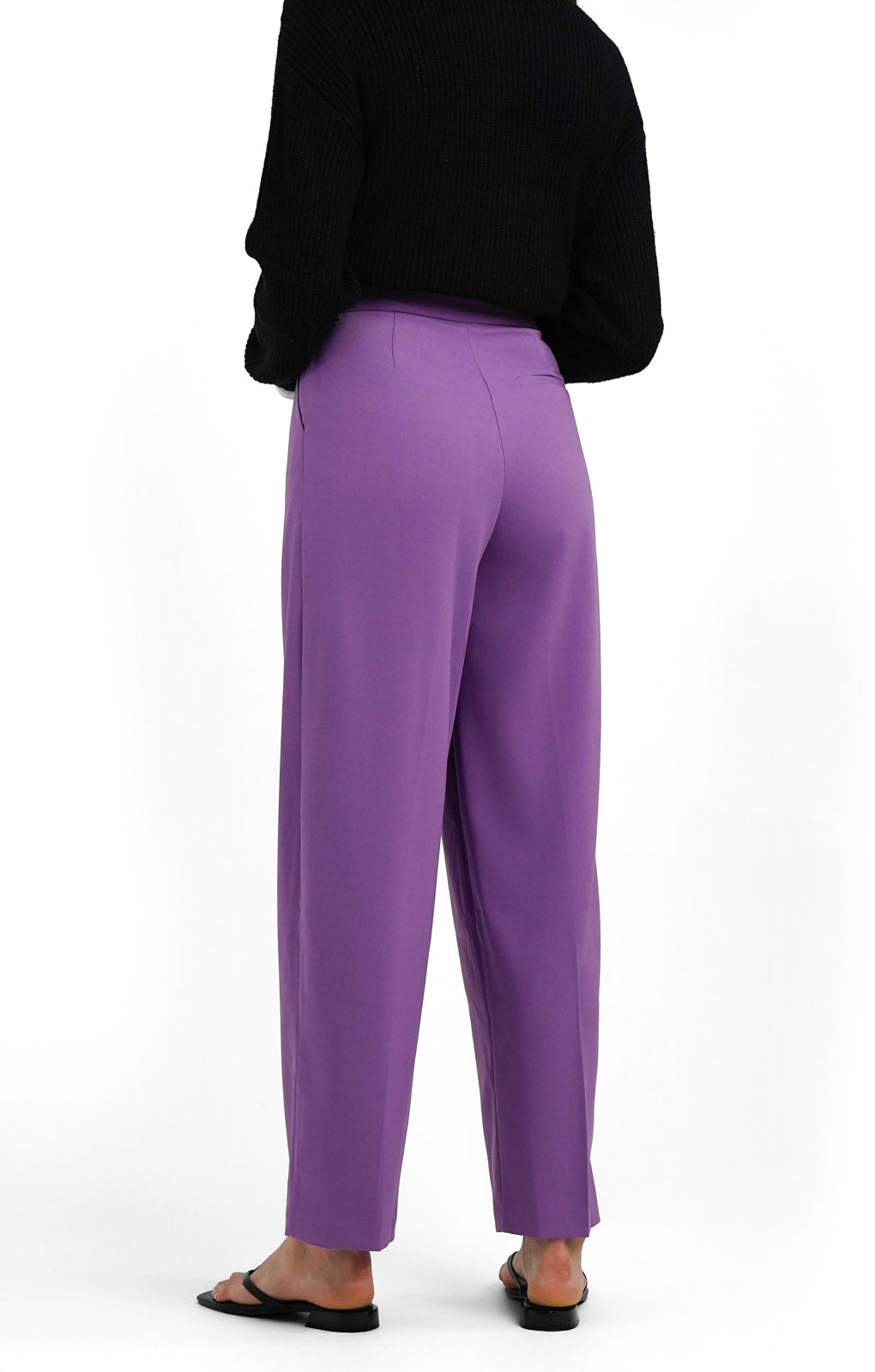 Topshop Button Fly Slouch Peg-Leg Trouser In Purple