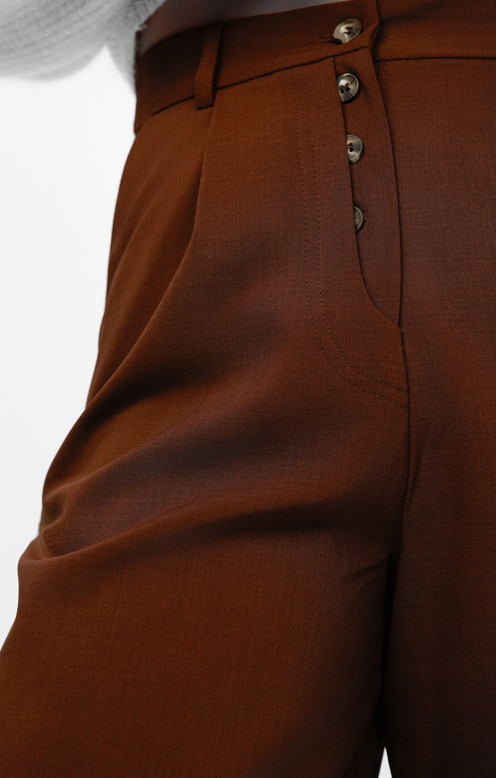 Topshop Button Fly Trouser Suit In Brown