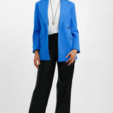 Topshop Extreme Shoulder Waisted Blazer In Azure Blue