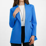 Topshop Extreme Shoulder Waisted Blazer In Azure Blue