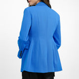 Topshop Extreme Shoulder Waisted Blazer In Azure Blue