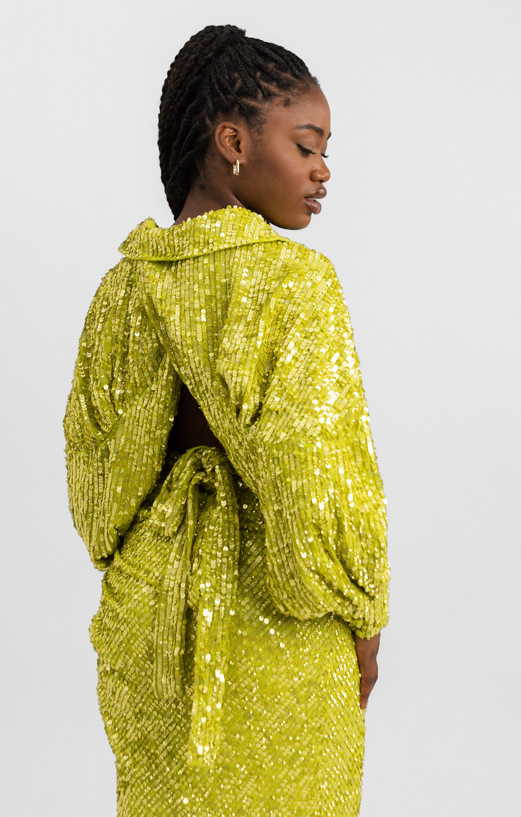 ASOS EDITION Slouchy Sequin Wrap Front Shirt In Lime Green