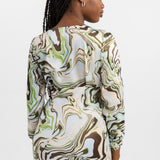 ASOS DESIGN Reversible Satin Twill Midi Dress With Twist Front In Marble Print