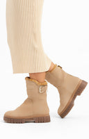 Free People Fable Faux Fur Chunky Boots In Sand