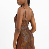 Topshop Shiny Metallic Cut Out Mini Dress In Orange
