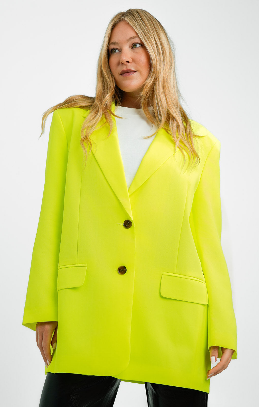 ASOS DESIGN Oversized Grandad Suit Blazer In Fluro Yellow