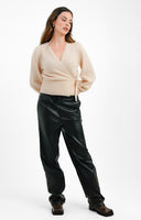 4th & Reckless Tall exclusive leather look trousers in black