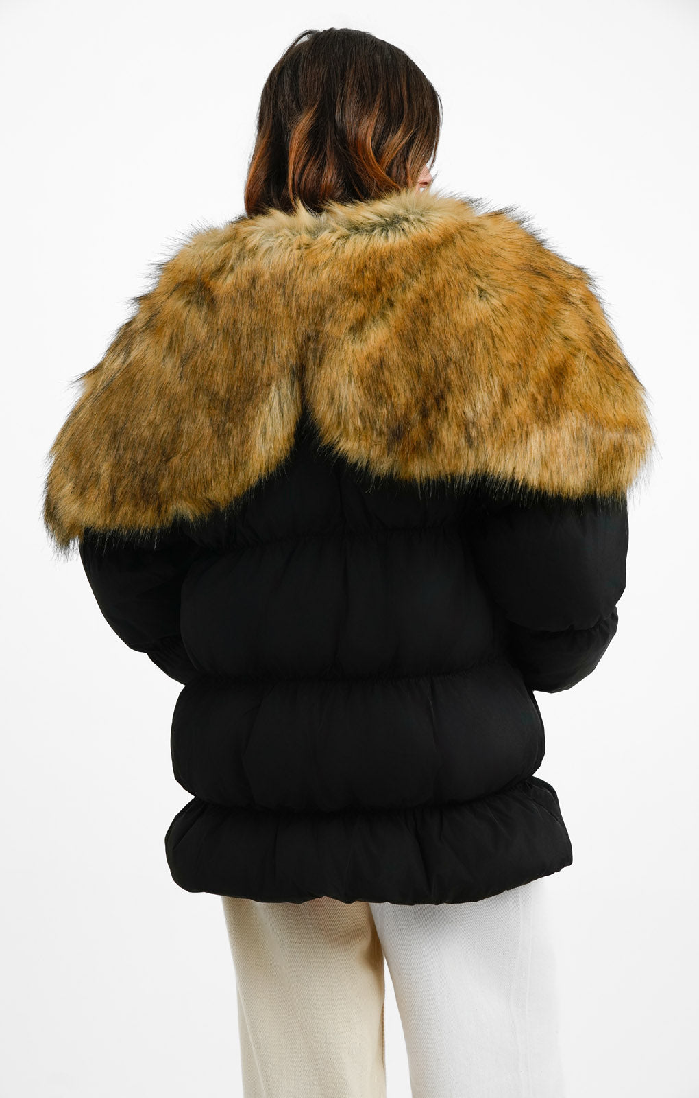 Collusion Oversized Parka Jacket With Faux Fur Hood In Black