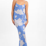 ASOS DESIGN Cami Bias Maxi Dress With Large Floral Print In Blue