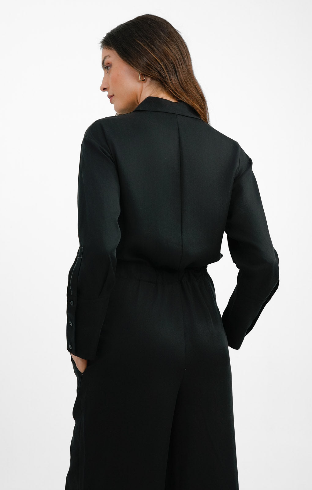 Topshop Contrast Bust Stitch Wide Leg Jumpsuit In Black