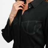 Topshop Contrast Bust Stitch Wide Leg Jumpsuit In Black