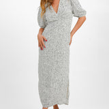 Wrap Midi Dress In White Polka Dot