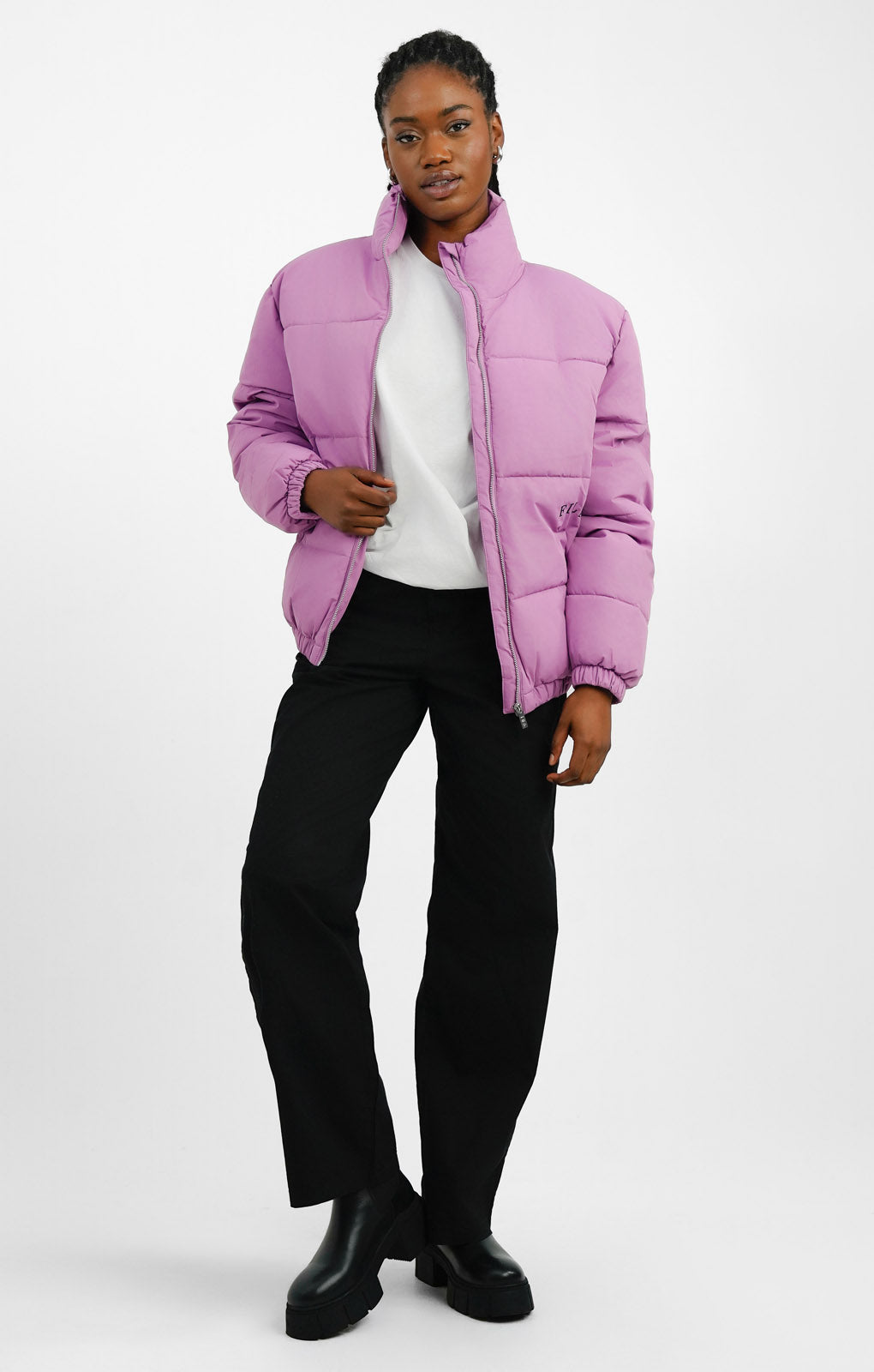 Fila Unisex Colour Blocked Puffer With Logo In Purple