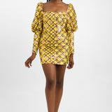 ASOS Luxe Sequin Embellished Love Heart Puff Sleeve Mini Dress In Check
