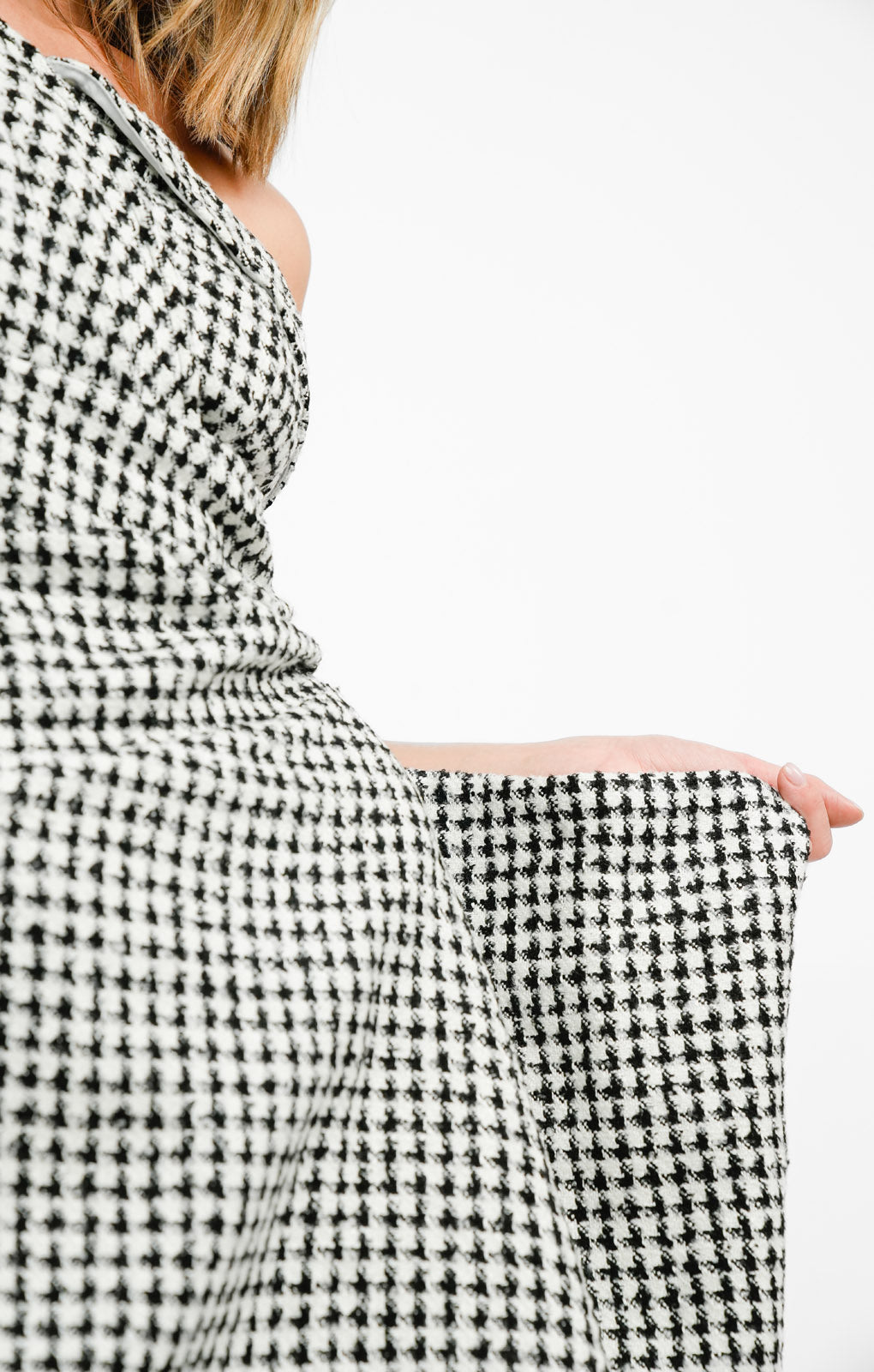 ASOS DESIGN One Shoulder Wrap Mini Dress In Mono Boucle