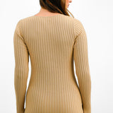 Rare London Spliced Knitted Midi Dress In Beige And White
