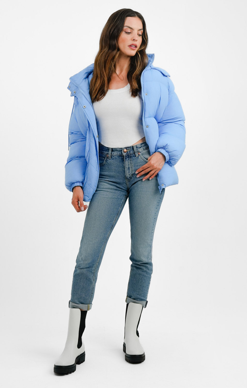ASOS EDITION Hooded Puffer Jacket In Blue