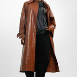 Topshop Longline Trench In Milk Chocolate