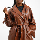 Topshop Longline Trench In Milk Chocolate