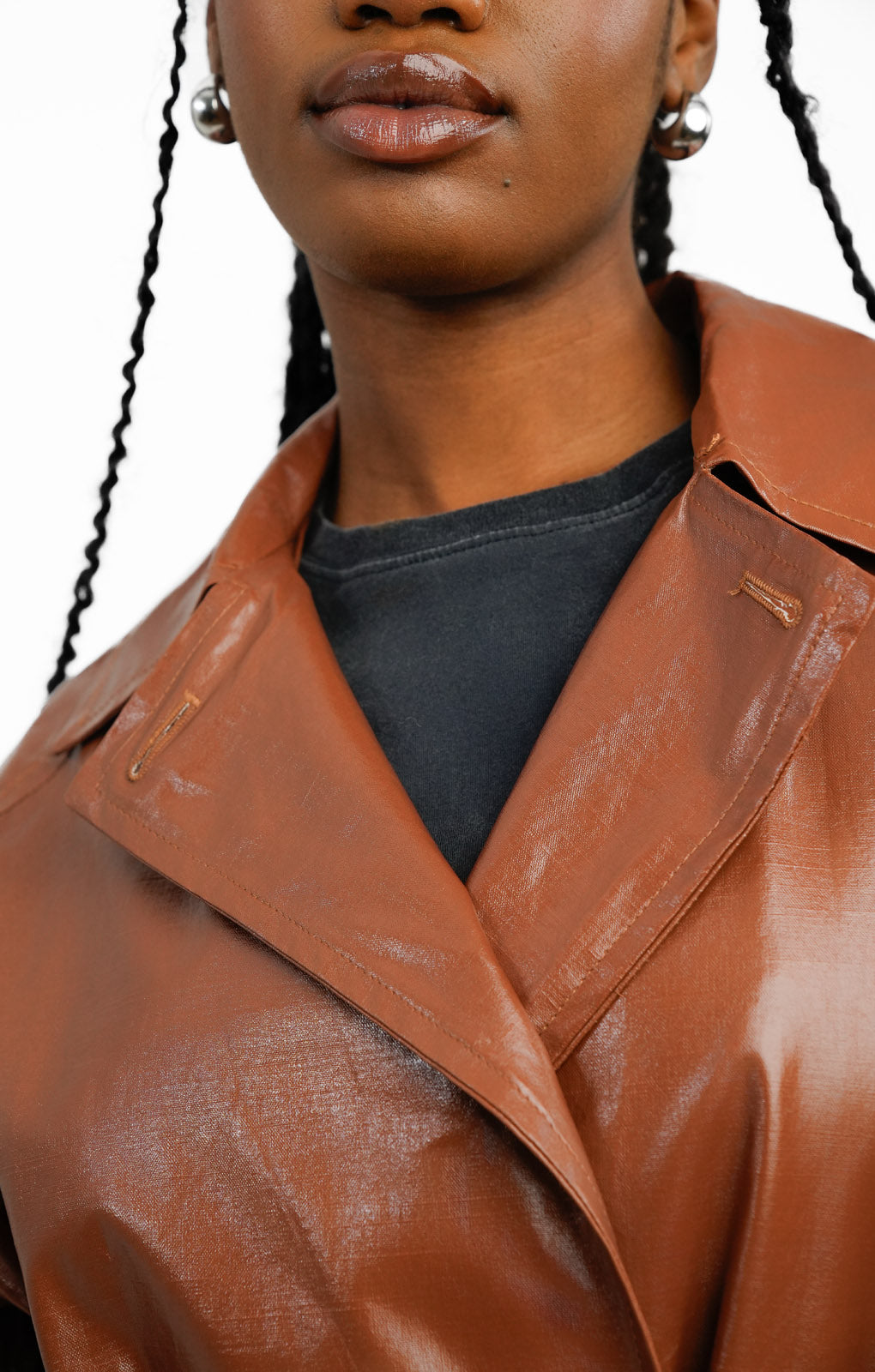 Topshop Longline Trench In Milk Chocolate