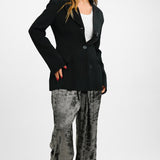 Topshop Premium Limited Edition Extended Shoulder Blazer In Black