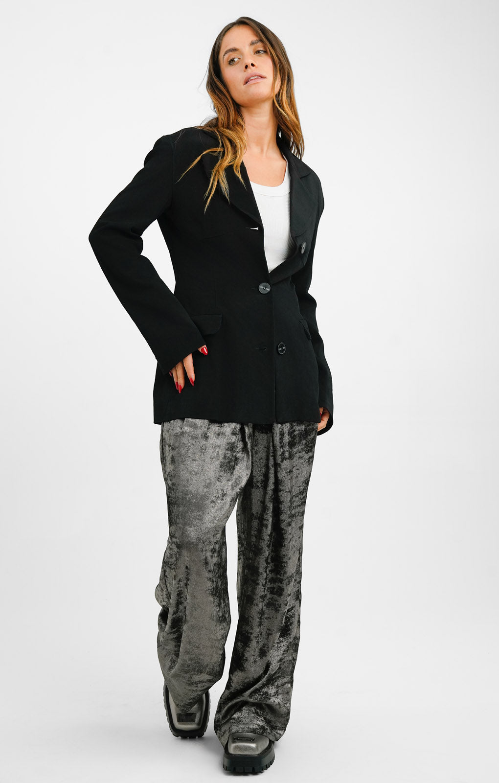 Topshop Premium Limited Edition Extended Shoulder Blazer In Black