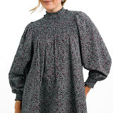 Whistles Cord Smock Mini Dress In Black Floral